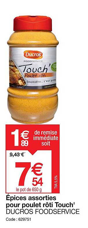 épices assorties pour poulet rôti touch' ducros foodservice