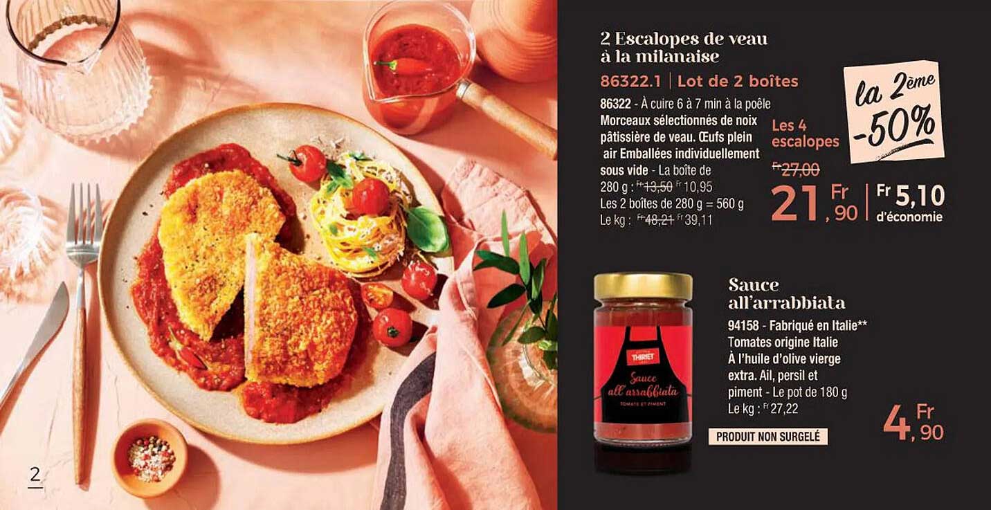 escalopes de veau à la milanaise sauce all'arrabbiata