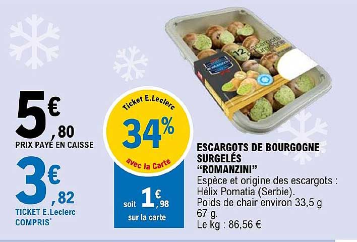 escargots de bourgogne surgelés "romanzini"