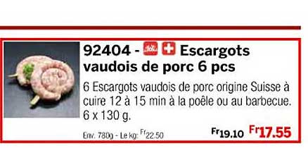 escargots vaudois de porc 6 pcs