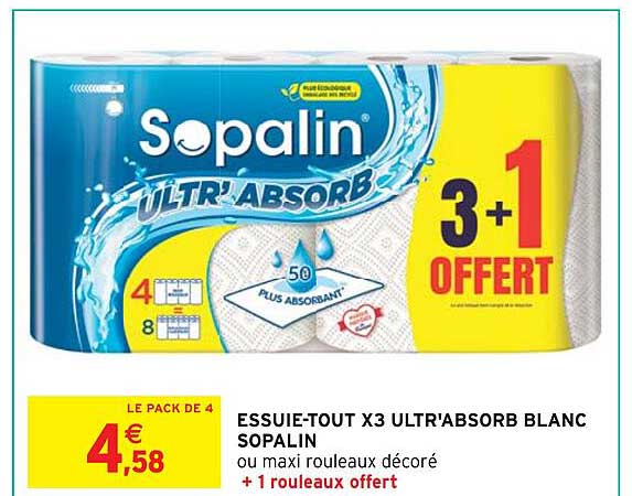 essuie-tout x3 ultr'absorb blanc sopalin