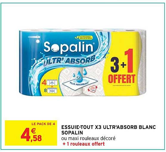 essuie-tout x3 ultr'absorb blanc sopalin