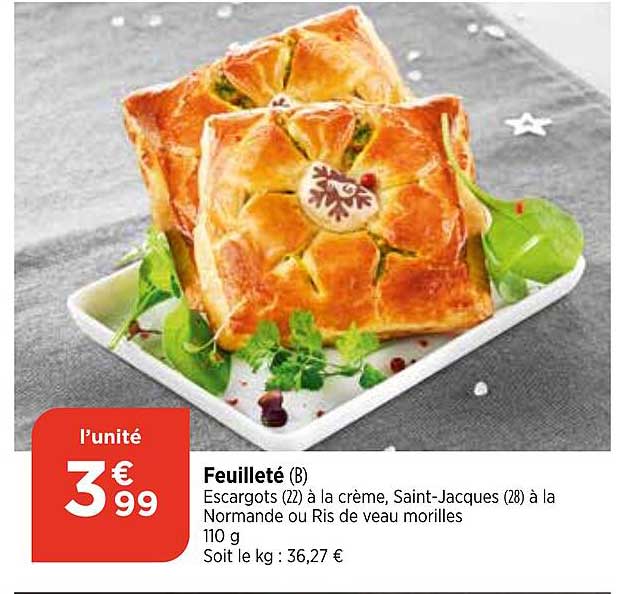 feuilleté escargots à la crème saint-jacques à la normande ou ris de veau morilles