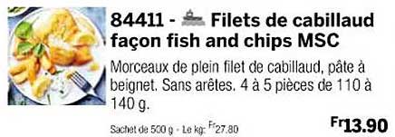 filets de cabillaud façon fish and chips msc
