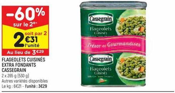 Flageolets Cuisinés Extra Fondants Cassegrain