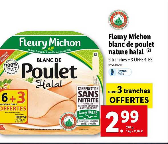 fleury michon blanc de poulet nature halal