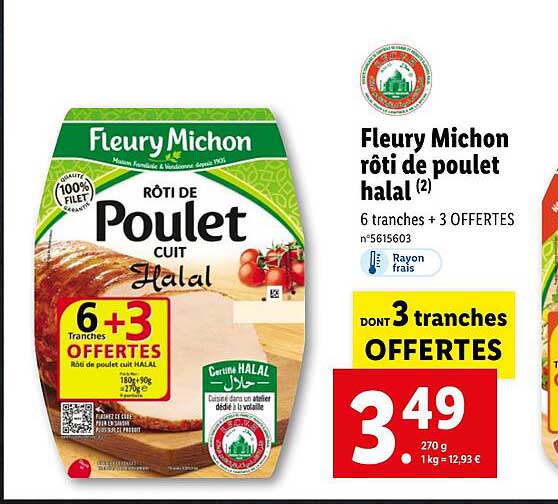 fleury michon rôti de poulet halal