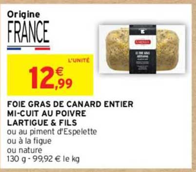 foie gras de canard entier mi-cuit au poivre lartigue & fils