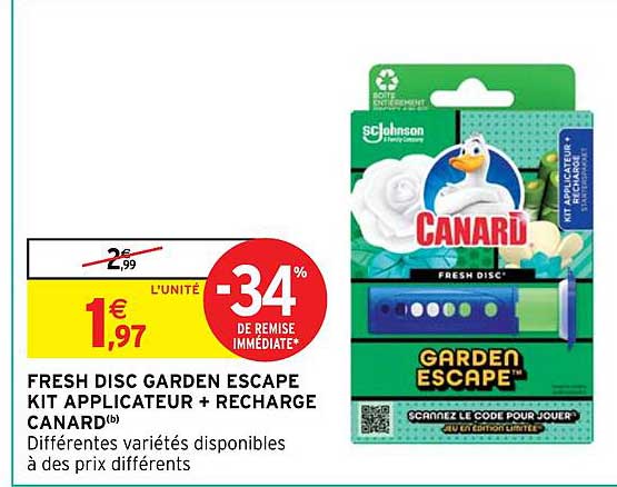 fresh disc garden escape kit applicateur + recharge canard