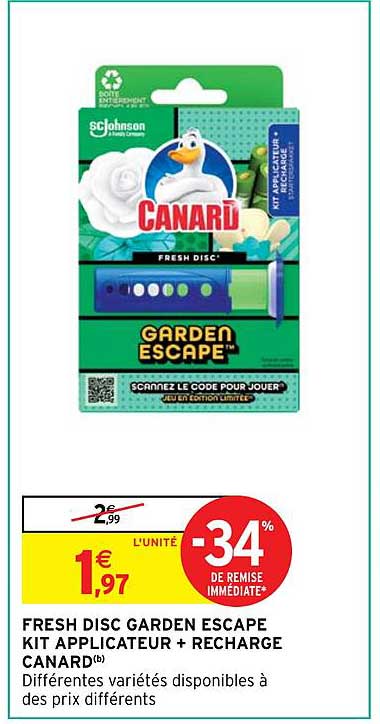 fresh disc garden escape kit applicateur + recharge canard