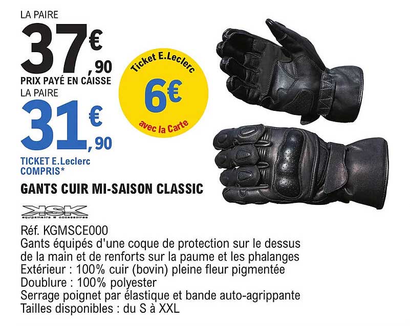 gants cuir mi-saison classic