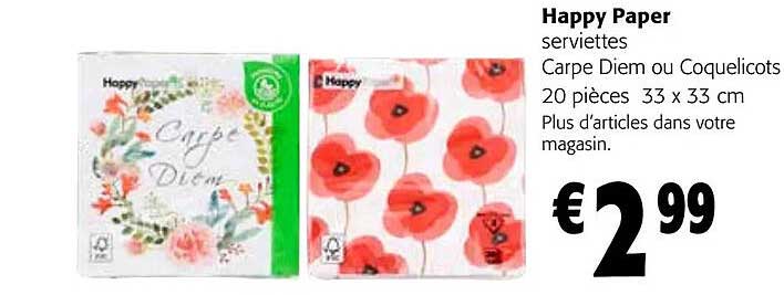 happy paper serviettes carpe diem ou coquelicots