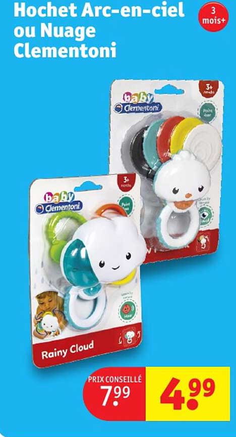 hochet arc-en-ciel ou nuage clementoni