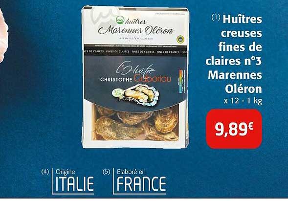 huîtres creuses fines de claires n°3 marennes oléron