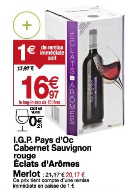 i.g.p. pays d'oc cabernet sauvignon rouge éclats d'arômes merlot