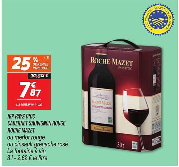igp pays d'oc cabernet sauvignon rouge roche mazet