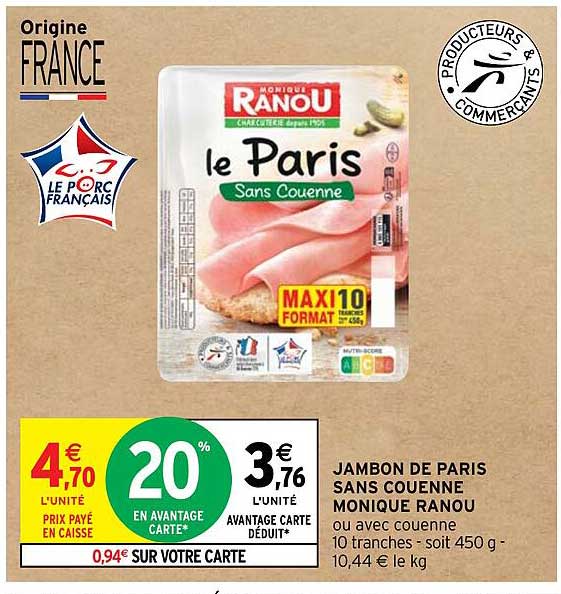Jambon De Paris Sans Couenne Monique Ranou