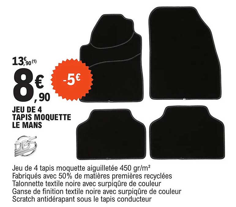jeu de 4 tapis moquette le mans