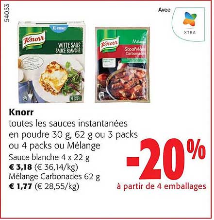 knorr toutes les sauces instantanées en poudre ou mélange