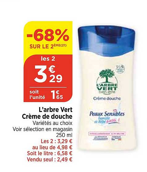 l'arbre vert crème de douche