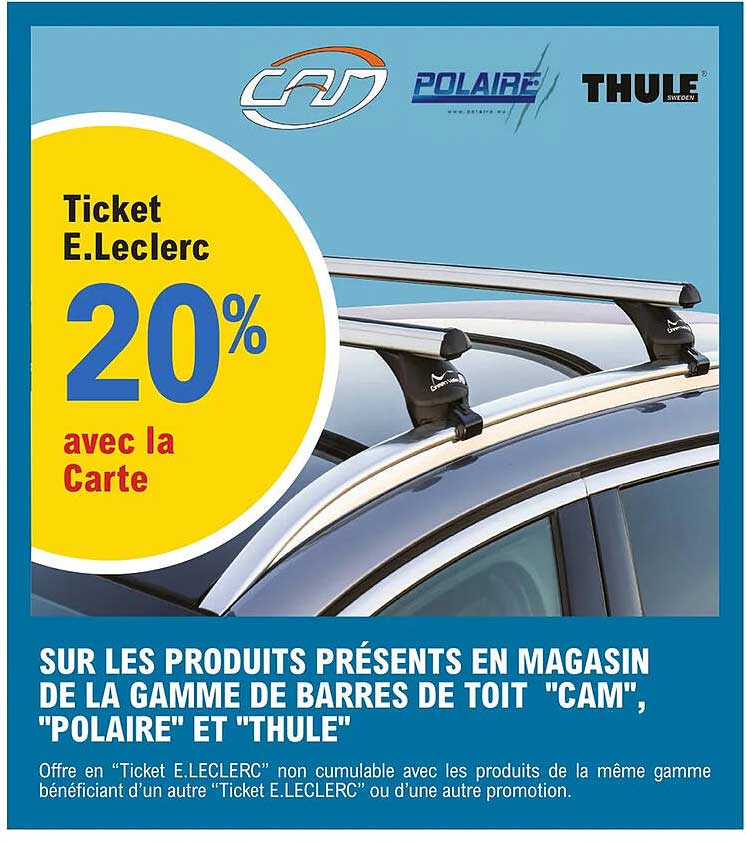 la gamme de barres de toit "cam", "polaire" et "thule"