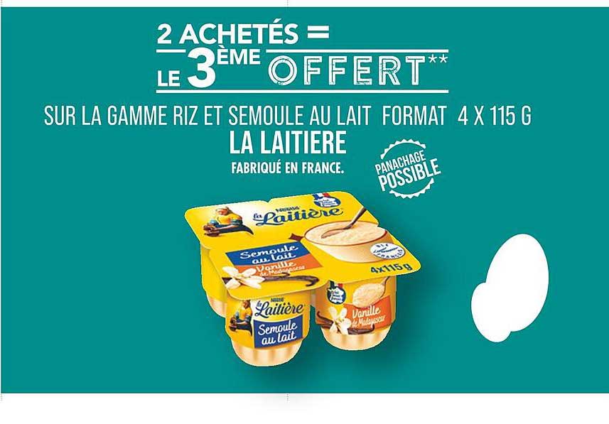 la gamme riz et semoule au lait format 4 x  115 g la laitière