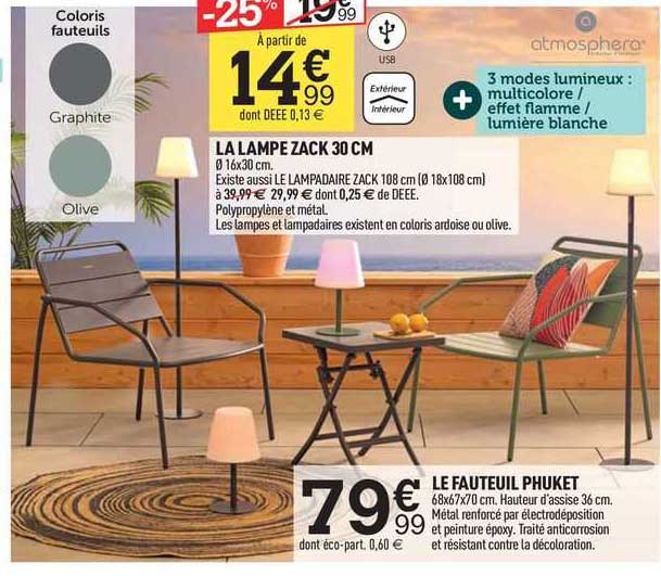 La Lampe Zack 30 Cm, Le Fauteuil Phuket