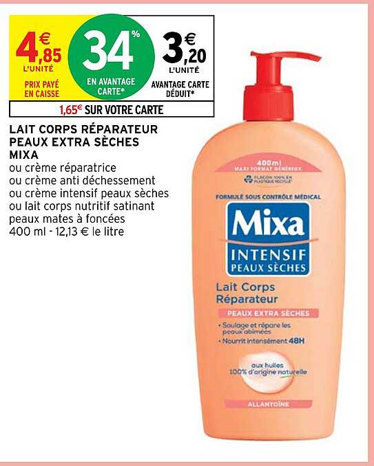 lait corps réparateur peaux extra sèches mixa