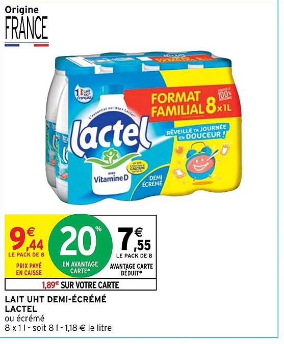 lait uht demi-écrémé lactel