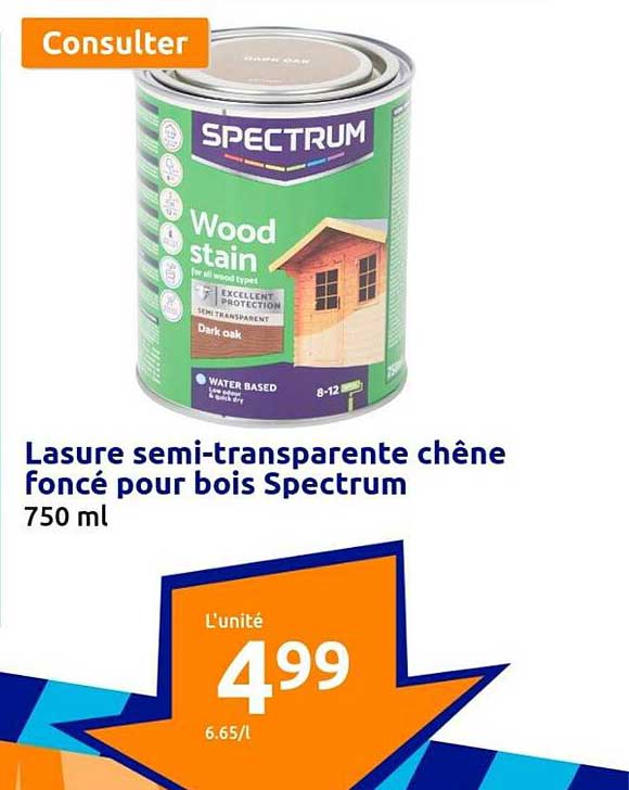 lasure semi-transparente chêne foncé pour bois spectrum