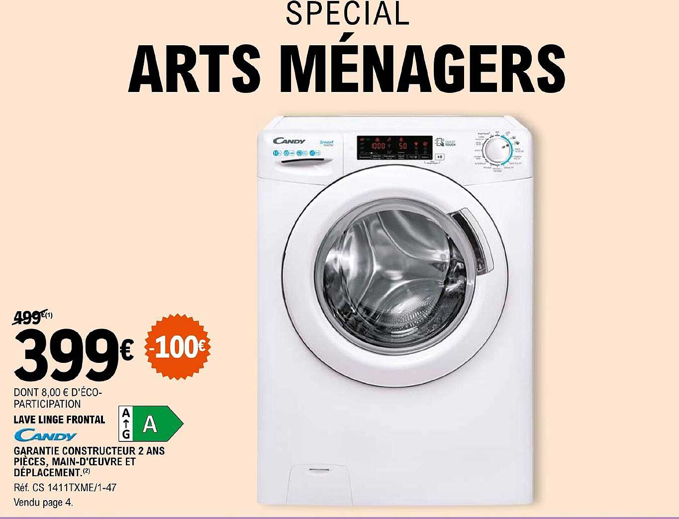 lave linge frontal candy