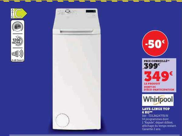 lave-linge top 6 kg whirlpool