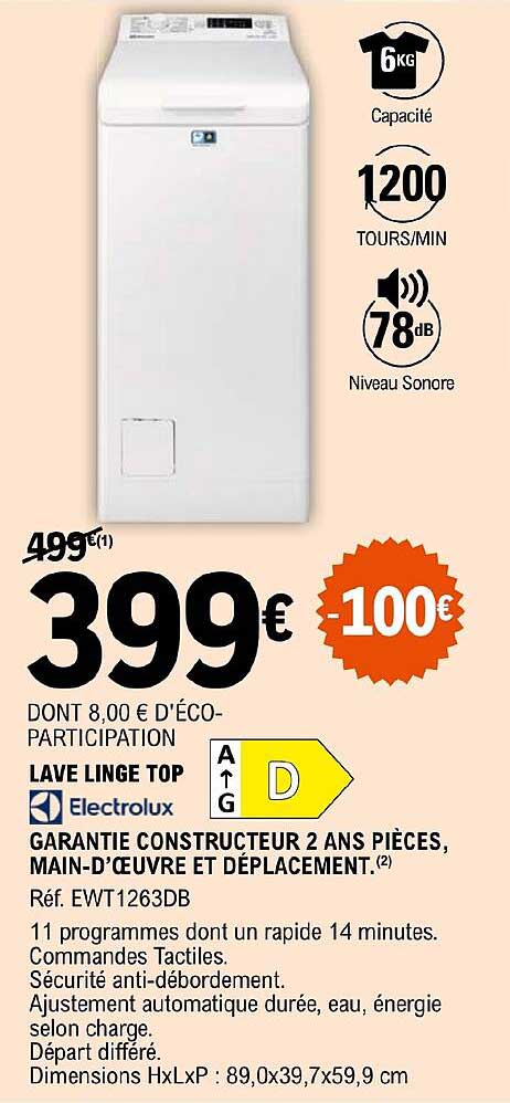 lave linge top electrolux