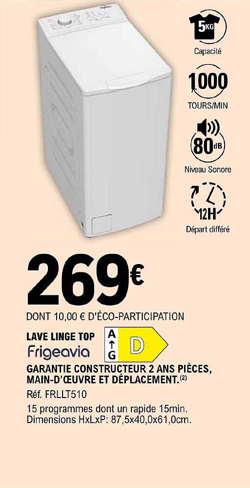 lave linge top frigeavia