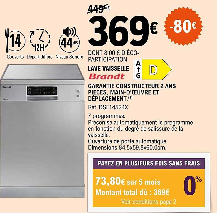 lave vaisselle brandt