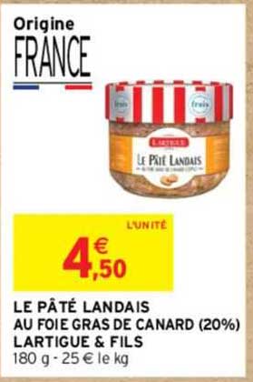 Le Pâté Landais Au Foie Gras De Canard (20%) Lartigue & Fils