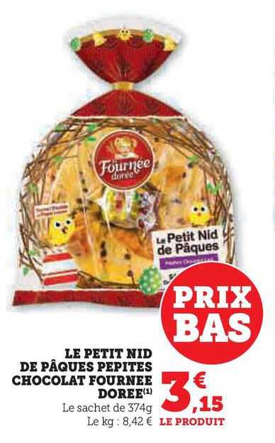 le petit nid de pâques pépites chocolat fournée dorée