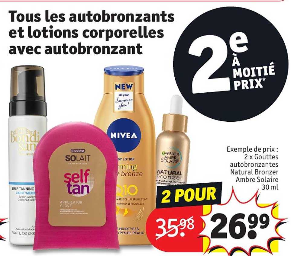 les autobronzants et lotions corporelles avec autobronzant