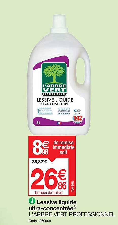 lessive liquide ultra-concentrée l'arbre vert professionnel