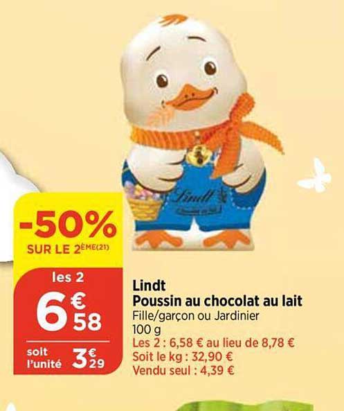 lindt poussin au chocolat au lait