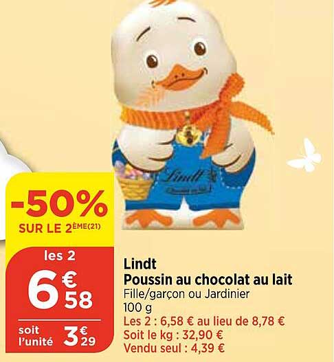 lindt poussin au chocolat au lait