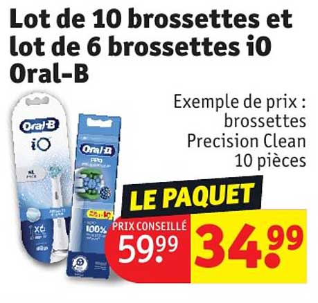 lot de 10 brossettes et lot de 6 brossettes iO oral-b