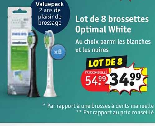lot de 8 brossettes optimal white philips