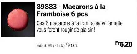 macarons à la framboise 6 pcs