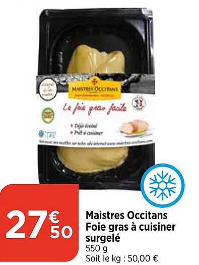 maistres occitans foie gras à cuisiner surgelé