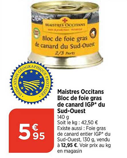 maistres occitans bloc de foie gras de canard  igp du sud-ouest