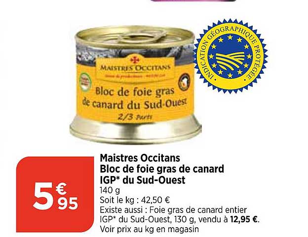 maistres occitans bloc de foie gras de canard igp du sud-ouest