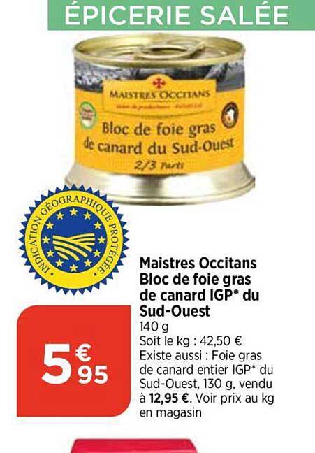 maistres occitans bloc de foie gras dse canard igp du sud-ouest