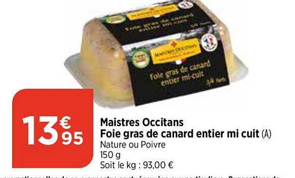 maistres occitans foie gras de canard entier mi cuit