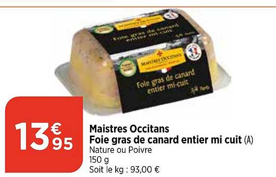 maistres occitants foie gras de canard entier mi cuit